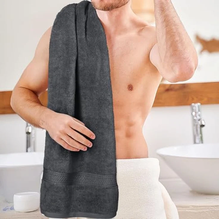 Utopia Towels Badetücher Set Premium, 100% ringgesponnene Baumwolle, 69 x 137 cm, sehr saugfähig, grau, 2er-Pack – Bild 5