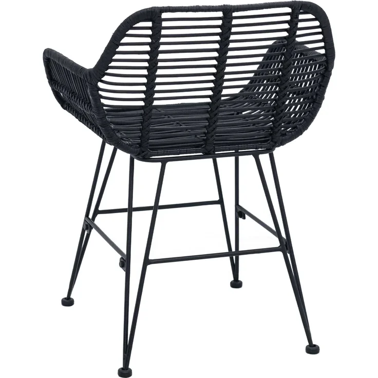 vidaXL Esszimmerstuhl 2 pcs Schwarz 55 x 50 x 74 cm Rattan und Eisen 42011557 – Bild 6