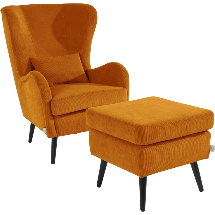 OTTO home Sessel Salla auch in Fellimitat und Feincord, viele Bezugsarten, Ohrensessel, wahlweise mit oder ohne Hocker, großer Sessel: Maße B/T/H: 78/94/118cm