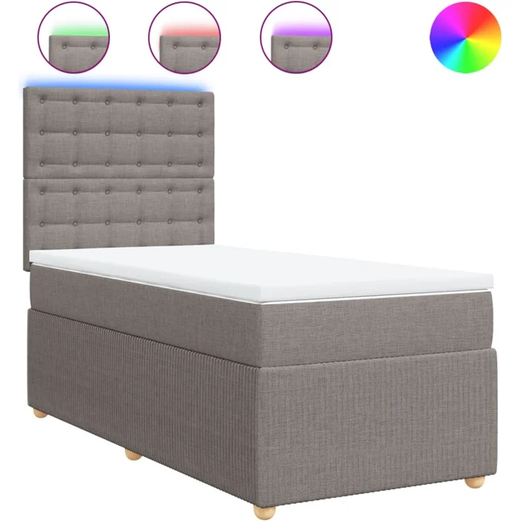 vidaXL Boxspringbett mit Matratze Taupe 90x200 cm Stoff 3294257 – Bild 2