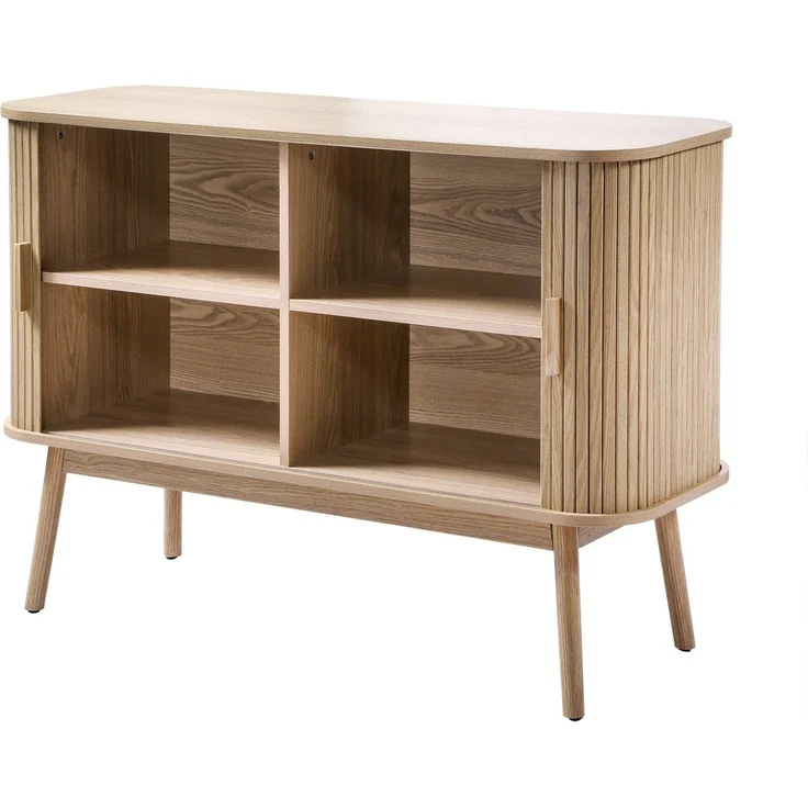 Casâme 'ERNEST' Vintage Sideboard Holzdekor 2 Schiebetüren - L110cm - Helles Holz – Bild 5
