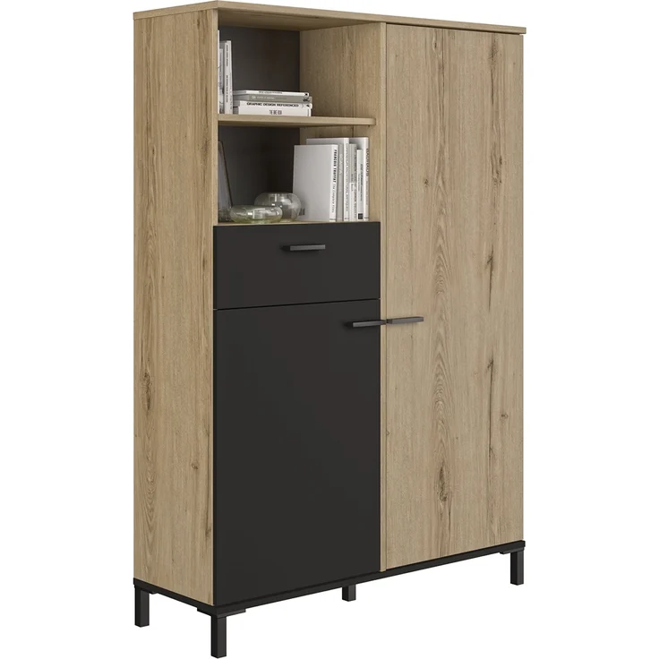 Calicosy Aufbewahrung oben 1 Schublade und 2 Türen H150 cm - TRUST - Braun – Bild 9