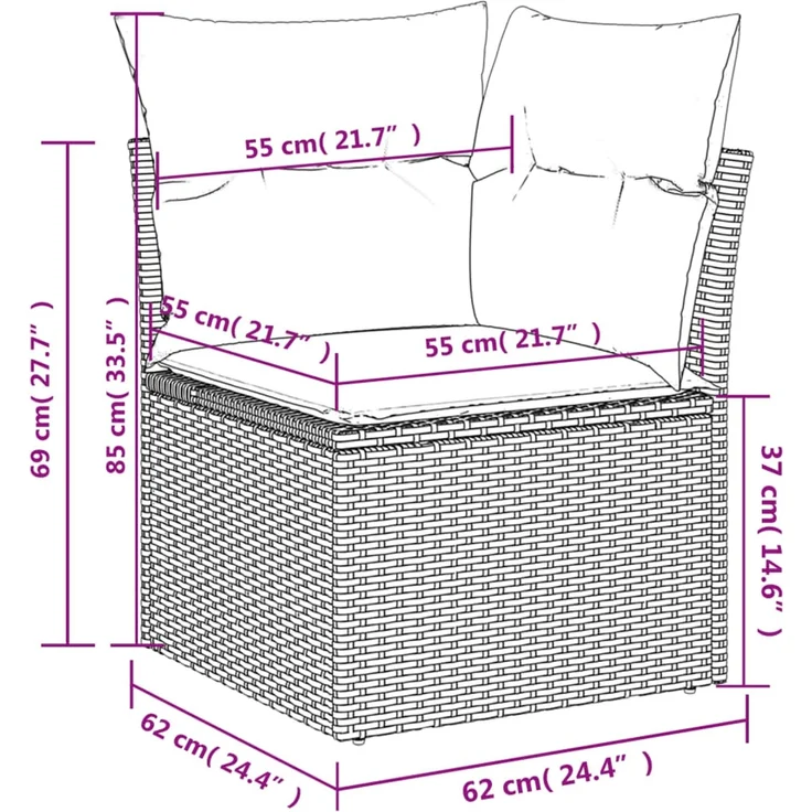 vidaXL 6-tlg. Garten-Sofagarnitur mit Kissen Schwarz Poly Rattan 3266586 – Bild 10
