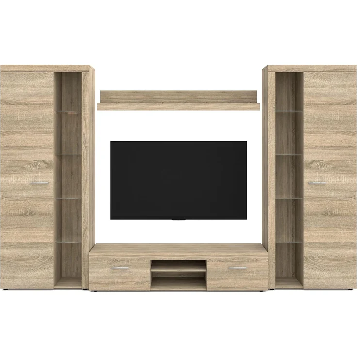 AX LIVING Spacoro XL Wohnwand Sonoma Eiche modern 300cm breit ohne LED – Bild 2