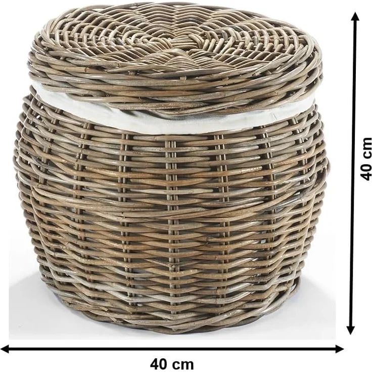 Kobolo Aufbewahrungskorb Wäschebehälter - Rattan - Stoffeinsatz und Deckel (1 St) – Bild 6