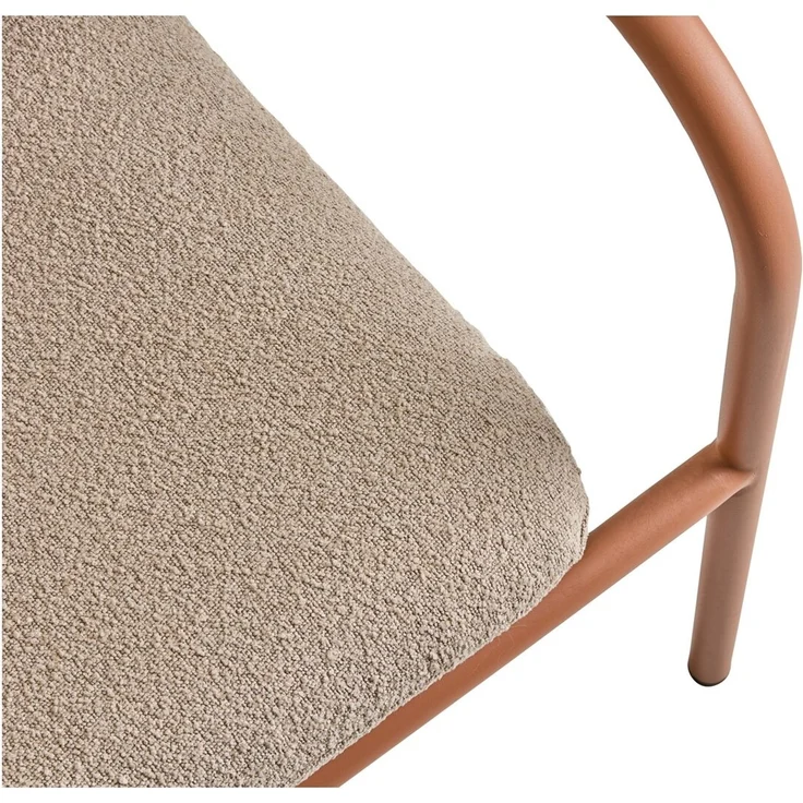 Gartensessel Bendt mit Kissen aus Aluminium und Teddy-Olefin, skandinavischer Stil, Peach Beige, Outdoor geeignet – Bild 3