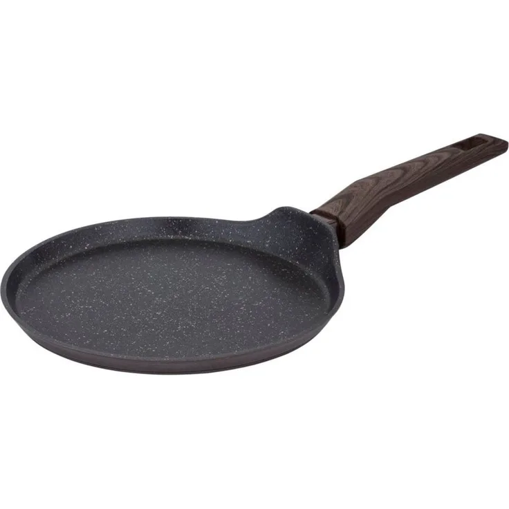 RESTO Kitchenware Crêpepfanne Carina, Pfannkuchenpfanne mit holzähnlichem Soft-Touch-Griff, Aluminium (1-tlg), mit Marmor-Antihaftbeschichtung, 4-lagig, für alle Herdarten geeignet