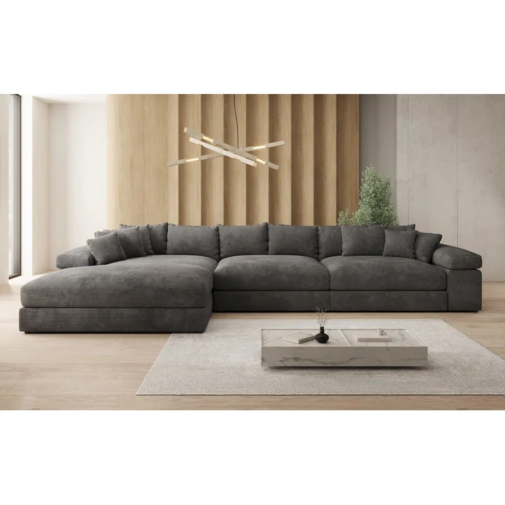 Luxusbetten24 Sofa Designer Sofa Bernardo L Maxi in Cord, mit breiter Ottomane – Bild 2