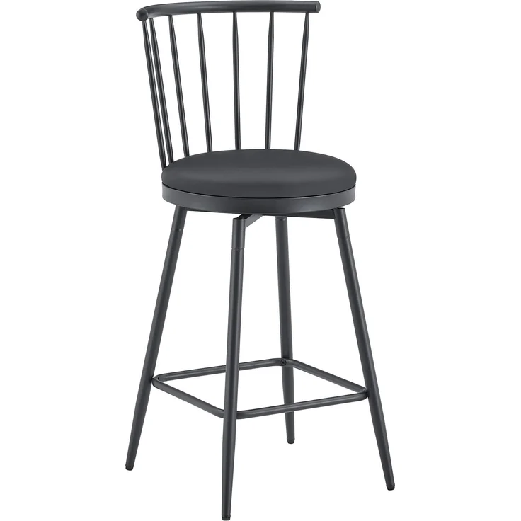 Moderner Metall-Barhocker im Windsor-Stil mit gepolstertem Sitz für Kücheninseln, Bars, Restaurants; Barhocker im Industrial-Stil in Barhöhe; Vintage- und Minimalismus-Stil--Schwarz--96x39x39cm--YOUDENOVA – Bild 7