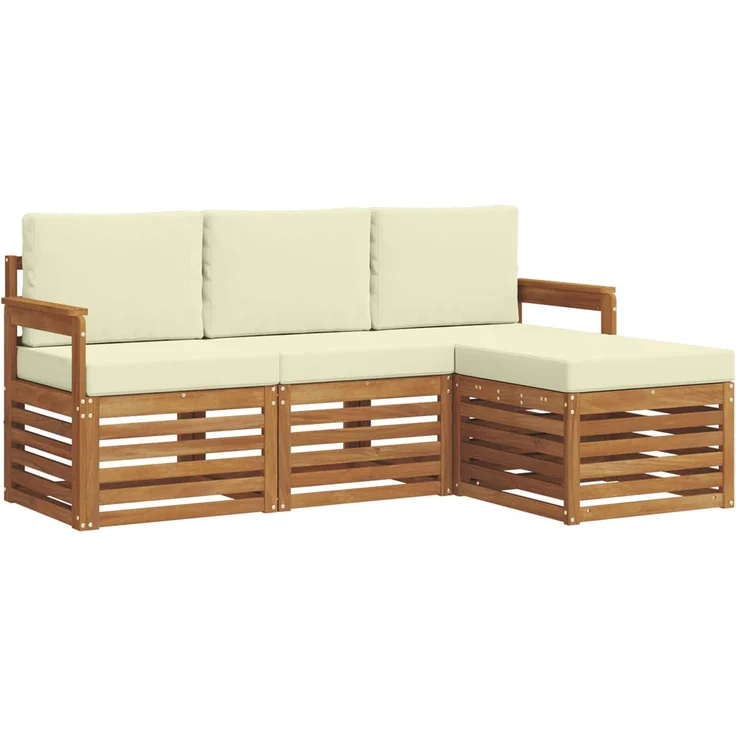 vidaXL Outdoor-Sofagarnitur 4 stk. 4-Sitzer Natur und Creme 3374595 – Bild 2