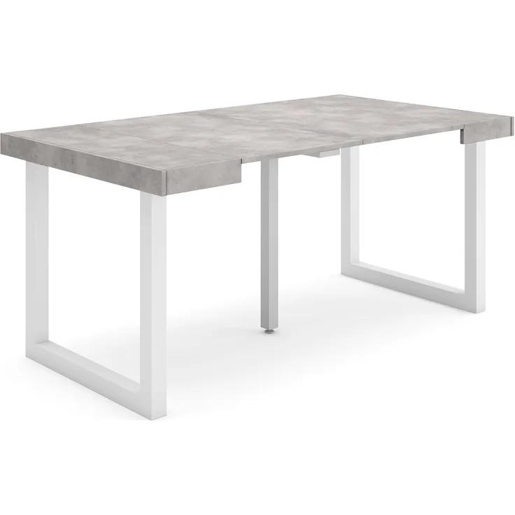 Skraut Home | Ausziehbarertisch | Multifunktionaler ausziehbarer | 160 | Für 8 Gäste | Massivholz Beine | Moderner Stil | Zement