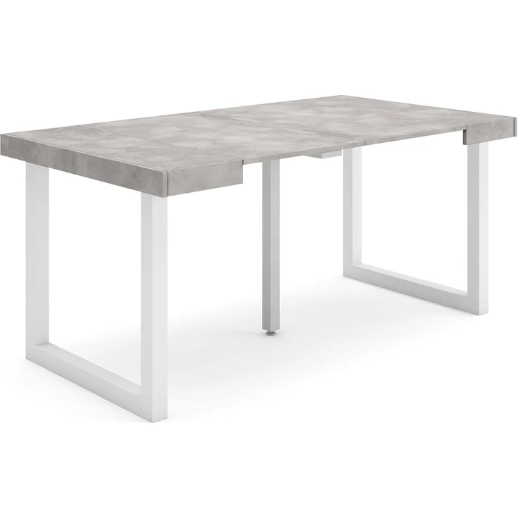 Skraut Home | Ausziehbarertisch | Multifunktionaler ausziehbarer | 160 | Für 8 Gäste | Massivholz Beine | Moderner Stil | Zement – Bild 1