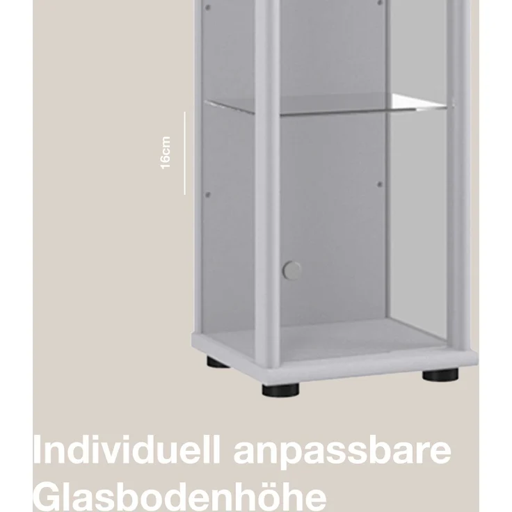 K-Möbel Glasvitrine C1014 (Glasvitrine (176x37x33 cm) mit 1 Glastür) Glasvitrine stehend – Bild 8