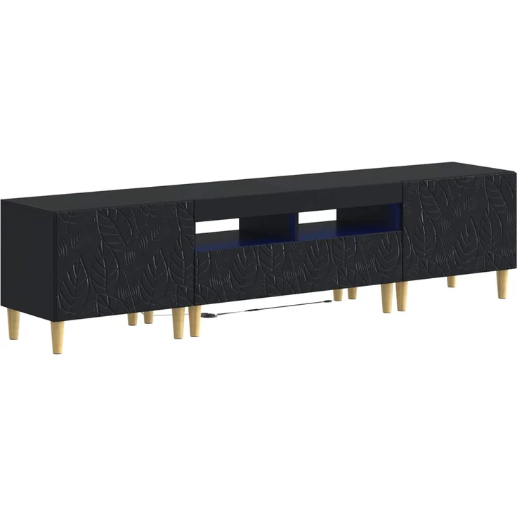 vidaXL 3-teiliges LED TV Regal DELFT Schwarz Holzwerkstoff 3416757 – Bild 2