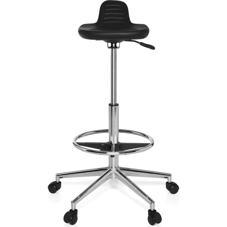 hjh OFFICE Arbeitsstuhl Arbeitshocker TOP WORK 03 Kunstleder Schwarz