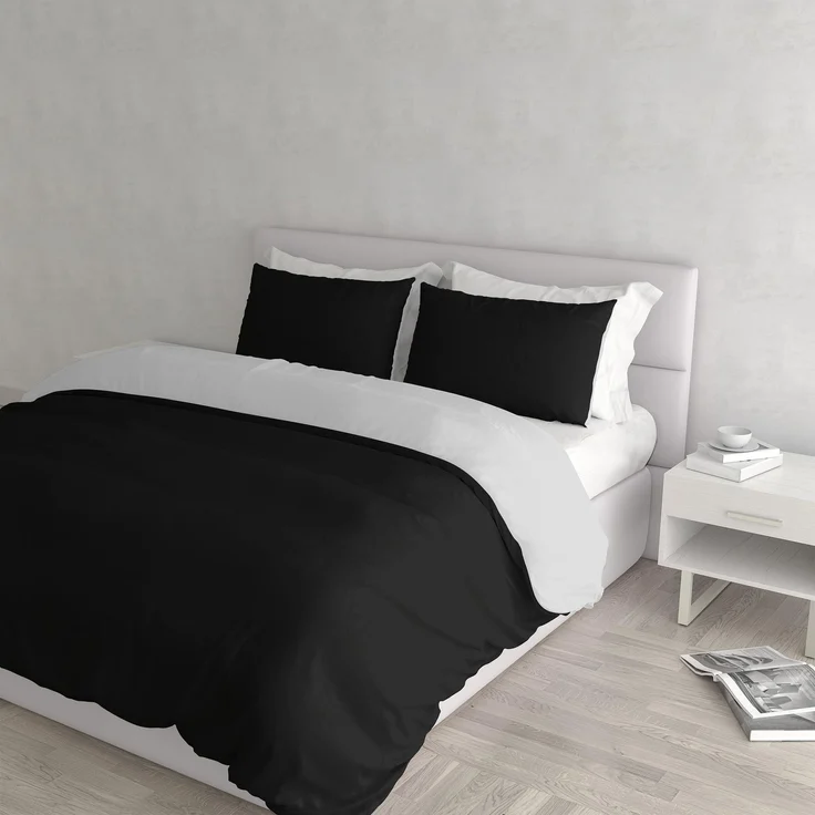 Italian Bed Linen Natural Color Doubleface Bettbezug, 100% Baumwolle, Turteltaube/Rauch, Doppelte – Bild 1