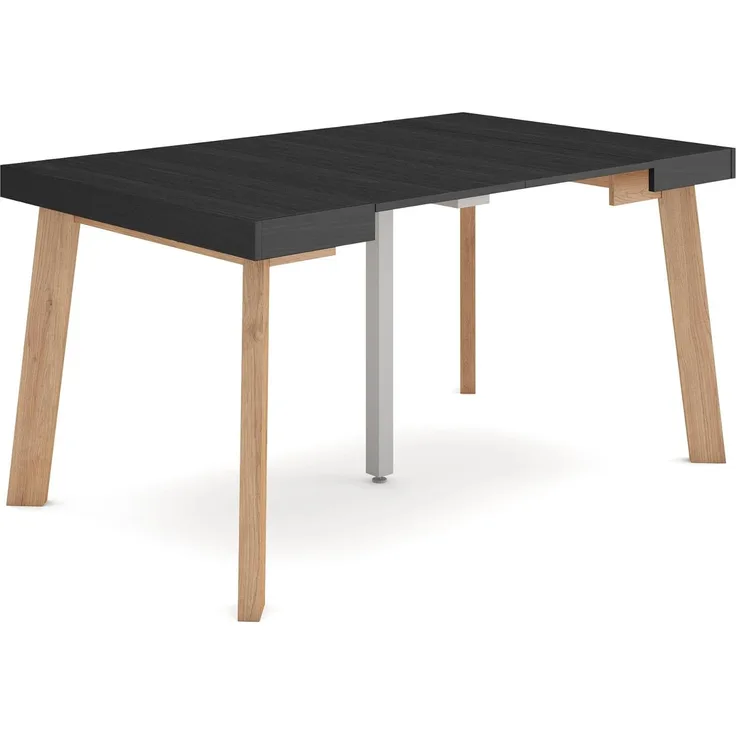 Skraut Home | Ausziehbarertisch | Multifunktionaler ausziehbarer | 140 | Für 6 Gäste | Hölzerne Beine | Moderner Stil | Schwarz