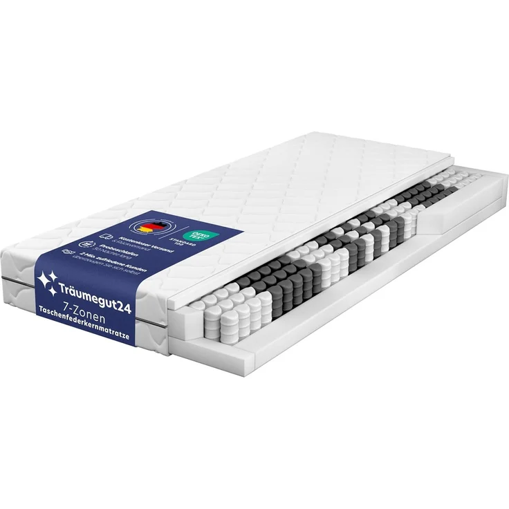 Träumegut24 AquaFlex® ergonomische 7-Zonen Kaltschaummatratze, Öko-Tex Zertifiziert, Höhe 16 cm, 160x200 cm, H2 – Bild 1