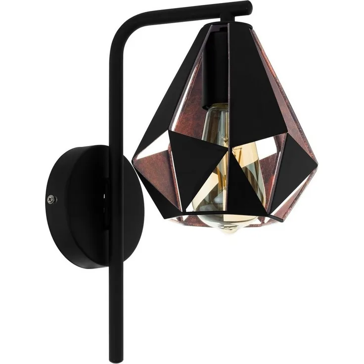 Eglo 43057 Wandleuchte CARLTON 4 Stahl schwarz, kupferfarben-antik E27 1X40W L:16cm H:31,5cm T:22,5cm dimmbar