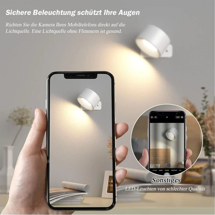 TUWENA LED Wandstrahler LED Wandleuchte Innen, 360°Drehbare Touch-Steuerung Wandlampe mit, 3 Dimmbar, 3 Farbtemperaturen, 16 RGB Farben, Touch und Fernbedienung – Bild 3