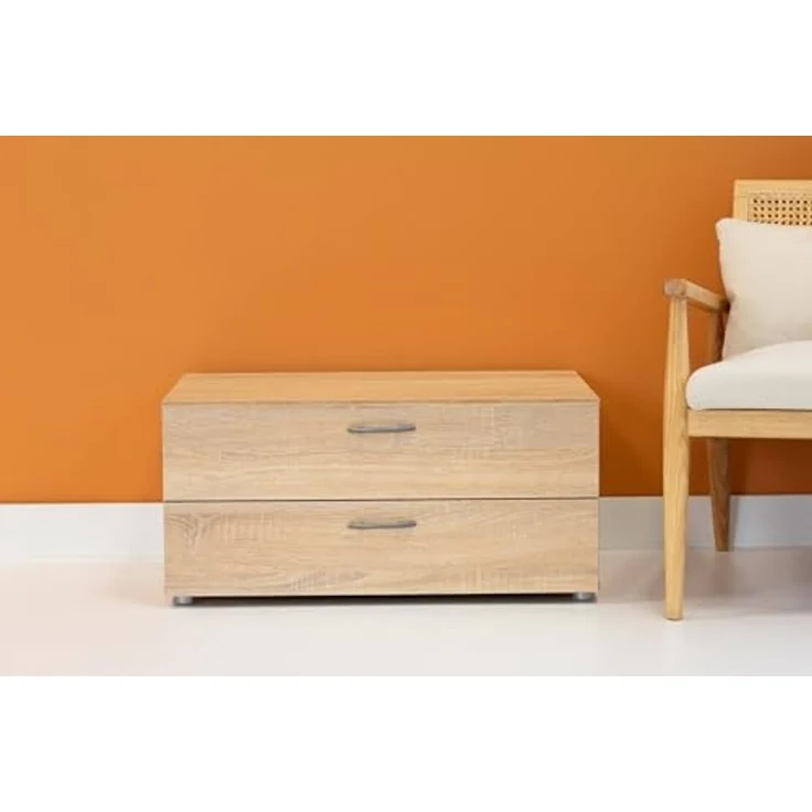 Dmora - Kommode Limerick, Mehrzweckkommode, Schlafzimmerkommode, Schrank mit Schubladen, 74x52 h35 cm, Eiche – Bild 4