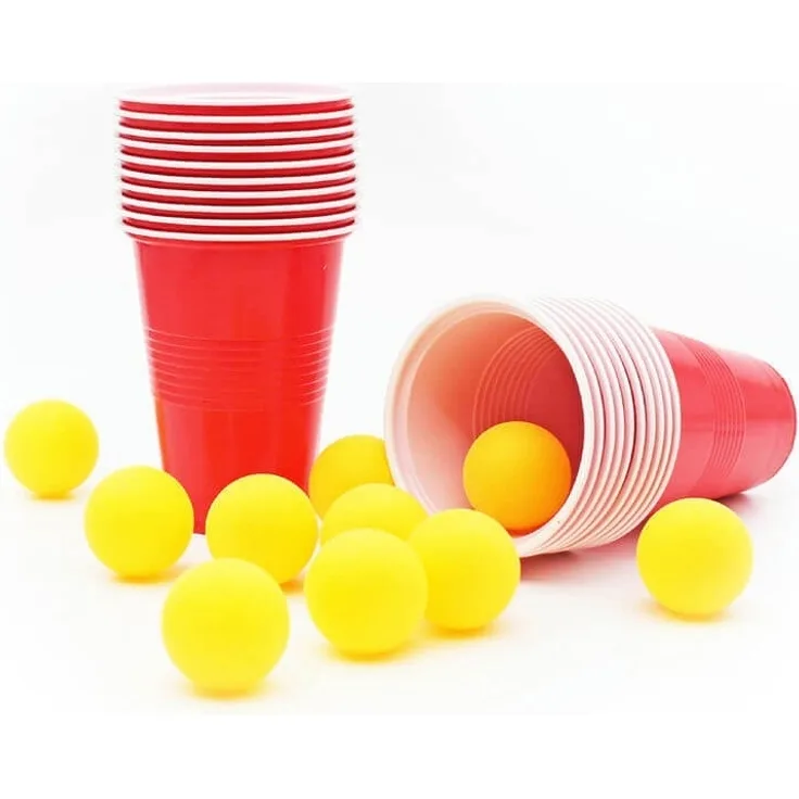 Bier Pong Spiel mit 20 Bechern und 10 Bällen