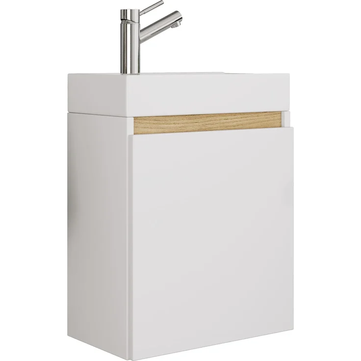 VCM Badmöbel Waschtisch Cosila 921948 Weiß / Honig-Eiche H. 55 x B. 41 x T. 22 cm – Bild 1