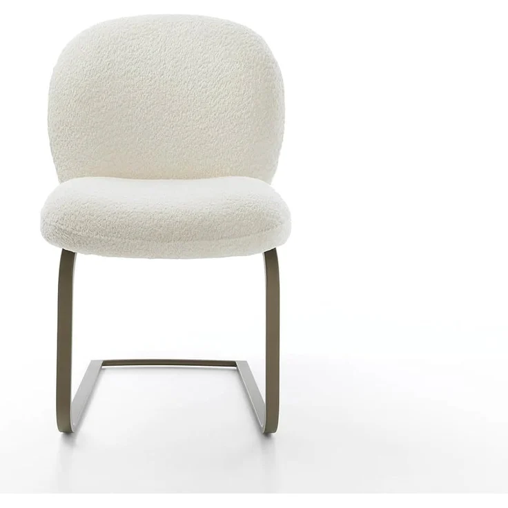 Freischwinger Nube-Flex Bouclé Weiß Freischwinger flach Effektfinish Titan Taschenfederkern – Bild 4