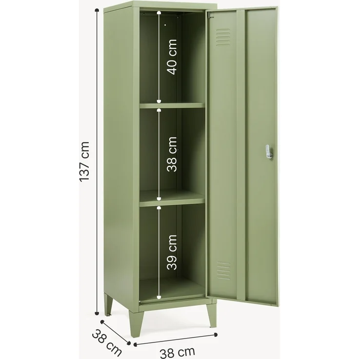 Einzelspind Kurikka 137x38x38 cm Olivgrün [en. casa] – Bild 5