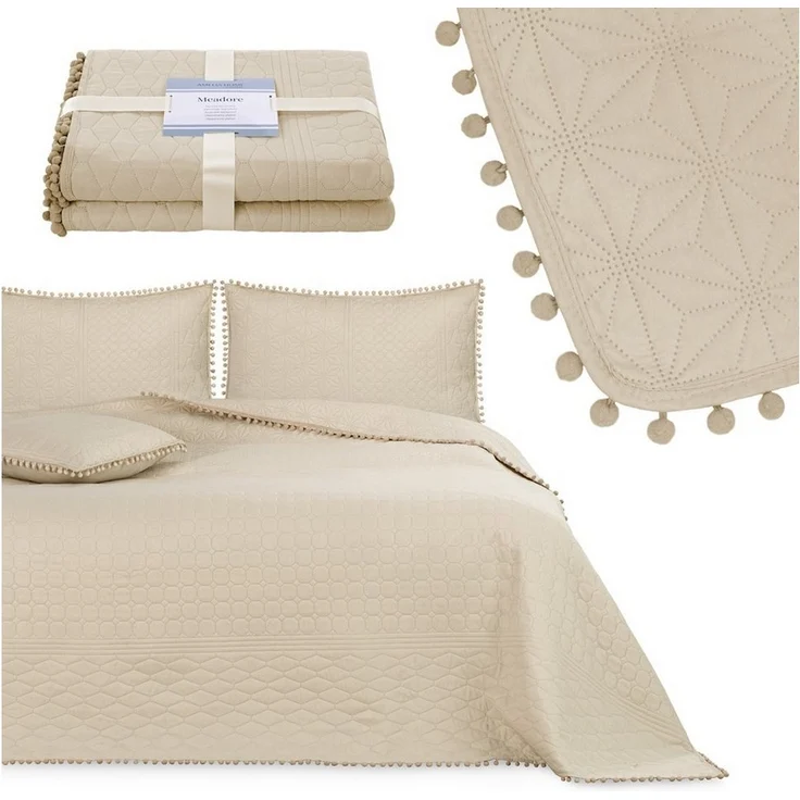 texpot Tagesdecke Wohndecke Pompons und Steppung Wendefunktion – Bild 1