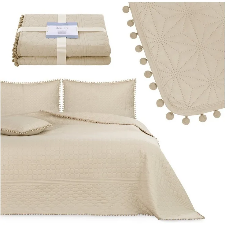 texpot Tagesdecke Wohndecke Pompons und Steppung Wendefunktion