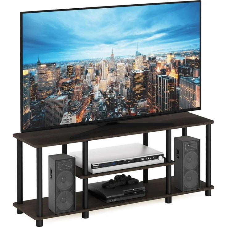 Furinno Entertainment/TV-Regal mit unterschiedlichen Ablageflächen, Dunkelbraun/Schwarz, 29.72 x 29.72 x 41.15 cm