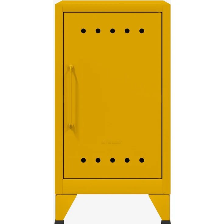 Bisley Fern Mini Ablageschrank, rechtsseitig öffnend, mit einem festen Fachboden, aus hochwertigem, nachhaltigem Stahl hergestellt, 16 mm große Design Lüftungslöcher auf allen Türen, moderner und industrieller Flair, mit integrierten Füßen, H 725 x B 3...