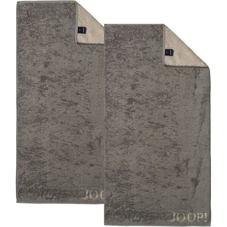 JOOP! Handtuch 2 Stück Joop! Handtuch Classic Graphit Taupe 1600-70 50x100, Walkfrottier, 100% Baumwolle