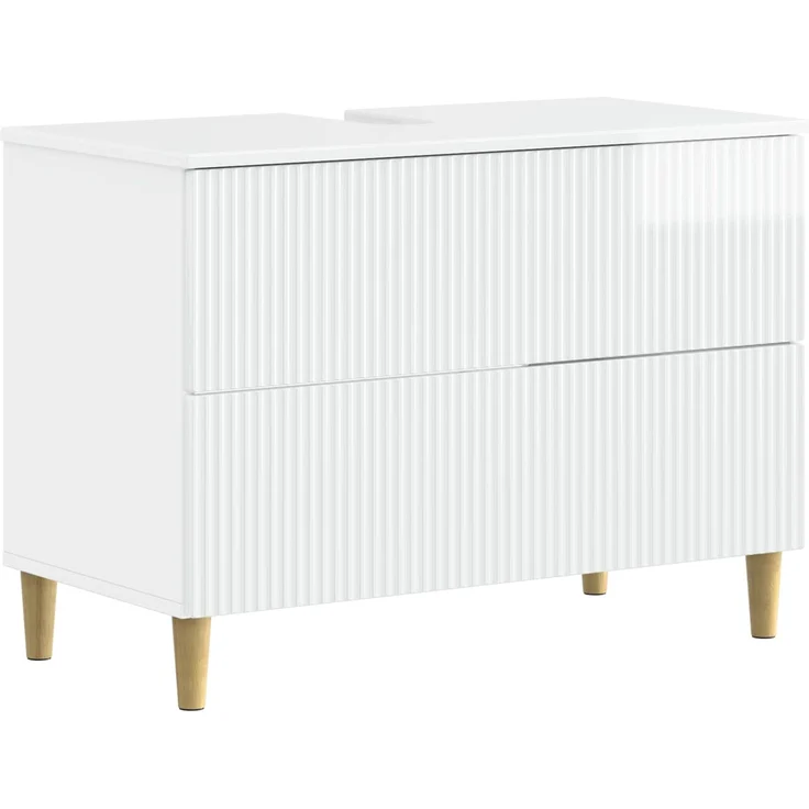 vidaXL 2-teiliges Badezimmer Schrank Set ARNHEM Hochglanz Weiß 3417688 – Bild 2