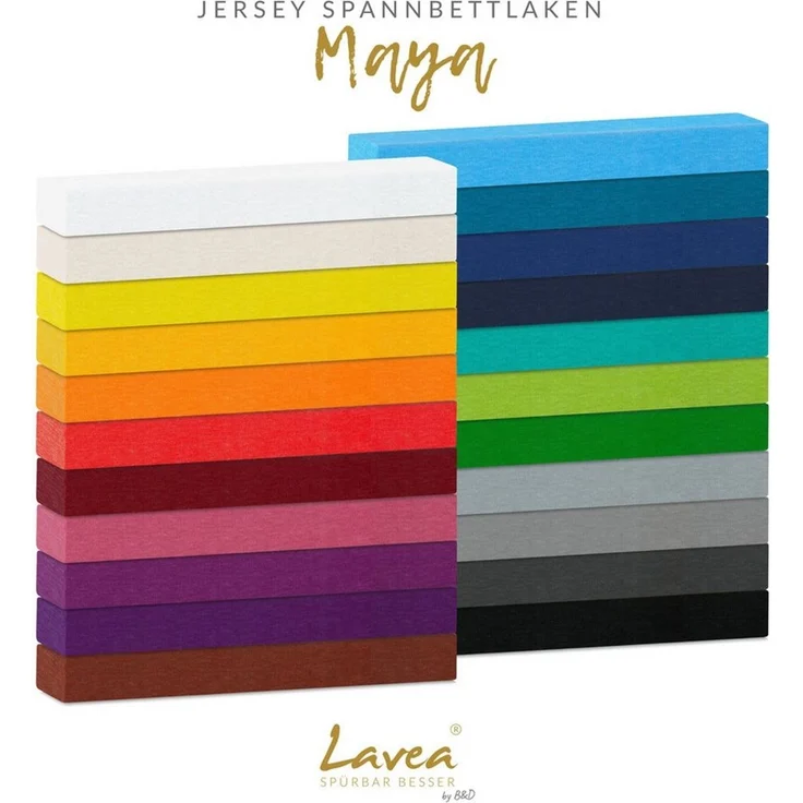 Lavea Spannbettlaken Bettlaken Maya, 180x200cm, 200x200cm, 140x200cm, 160x200cm, 100% Baumwolle Jersey, Gummizug: rundum, (2 Stück), für Matratzen, Topper, Boxspring- und Wasserbetten, weich, langlebig – Bild 4