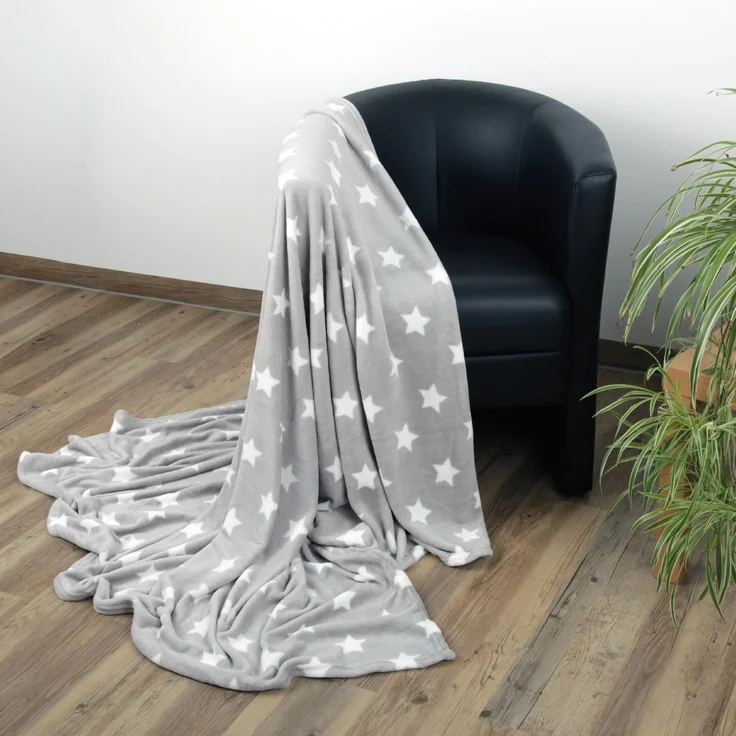 Kuscheldecke mit Sternen Hellgrau 150x200 cm – Bild 6