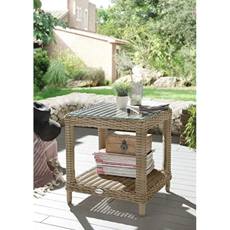 Destiny Beistelltisch MERANO, 46x46x50cm, Aluminium, Polyrattan – Bild 1