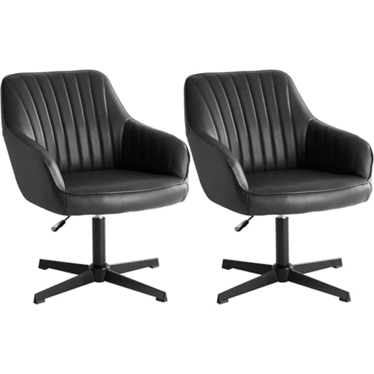 Sweetcrispy Esszimmerstühle, Küchenstuhl Drehbar & Höhenverstellbar - Leder Sessel Esstisch mit Armlehne, 360° Drehstuhl Esszimmer in Schwarz, 6 Stück – Bild 1