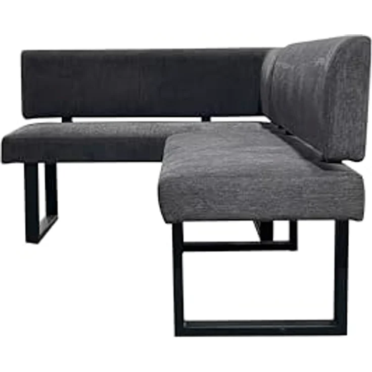 byLIVING Eckbank Vancouver/Webstoff anthrazit/Metall Gestell schwarz pulverbeschichtet/Taschenfederkern/Langer Schenkel rechts/Küchenbank/Sitzbank/ 125x181,5, H 86 cm – Bild 7