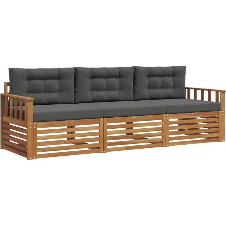 vidaXL Outdoor-Sofagarnitur 3 stk. Natur und Anthrazit 3372932 – Bild 2