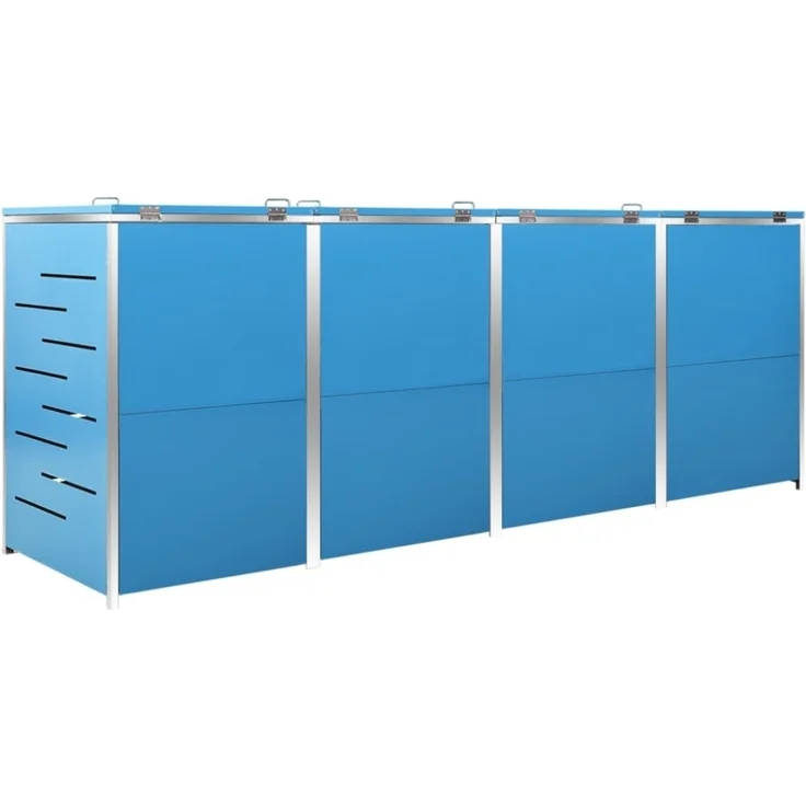 vidaXL Mülltonnenbox für 4 Tonnen 276,5x77,5x112,5 cm Edelstahl 149569 – Bild 6