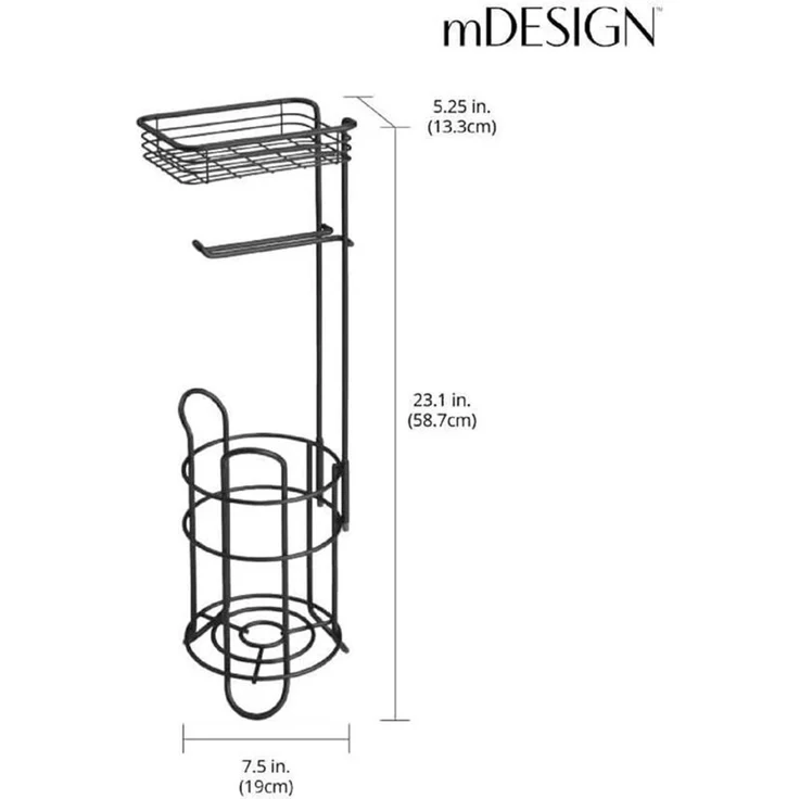 mDesign Toilettenpapierhalter Regal Ablage freistehend Metall Mattschwarz – Bild 2