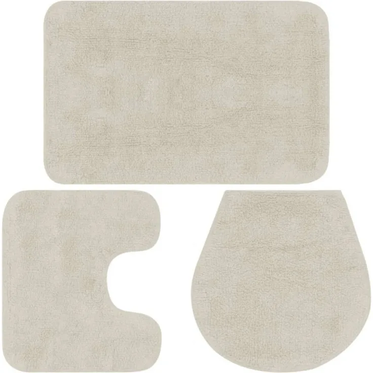 vidaXL Badematten-Set 3-tlg. Stoff Weiß 133224