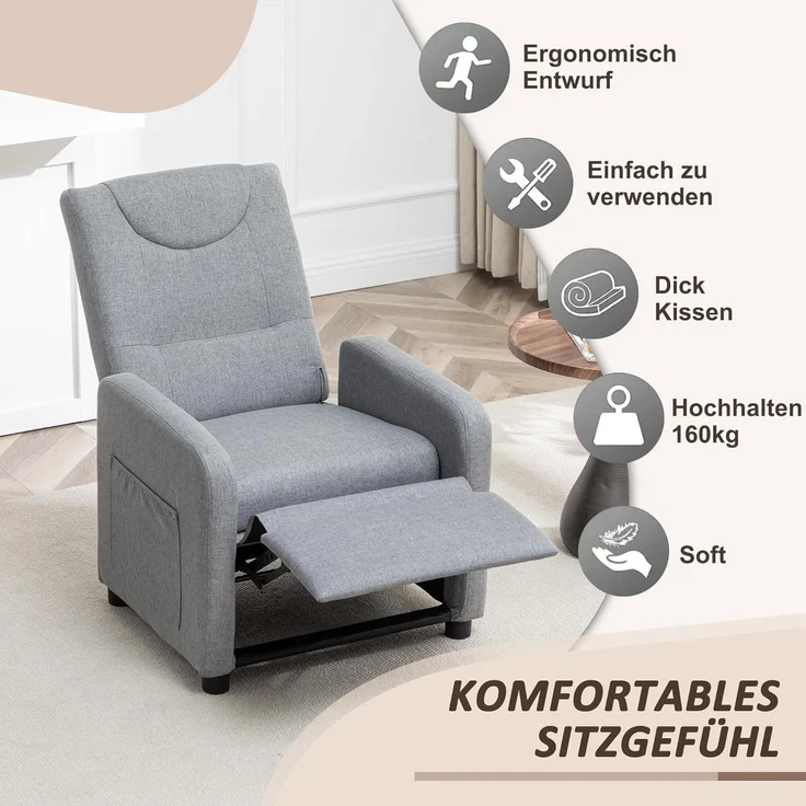 Thanaddo Sessel Relaxsessel,TV-Sessel mit Liegefunktion,Massagesessel, Fußstütze ausziehließer – Bild 7