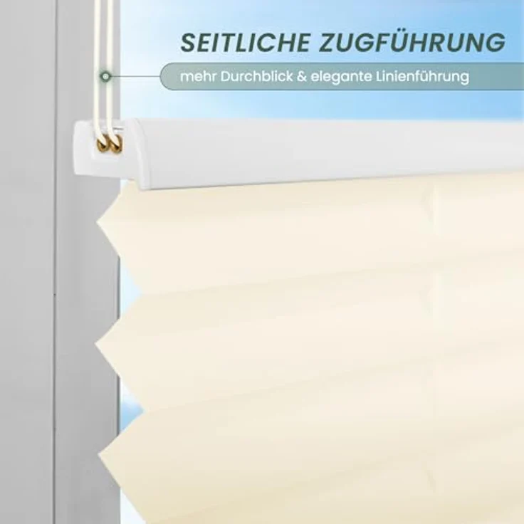 Buseu Plissee Klemmfix ohne Bohren 35x100cm Beige Faltrollo Plisseerollo – Bild 5