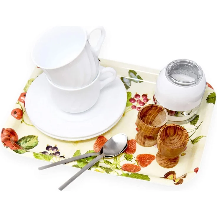 Lashuma Tablett Zitrusbaum, (1-tlg), Melamin Kaffeetablett 31x23 cm weiß gelb – Bild 3