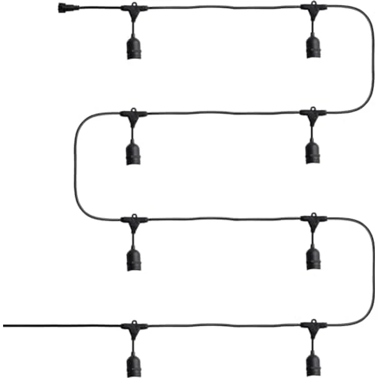LEDKIA LIGHTING Girlande Aussen, 8 E27 Lampenfassungen, 5,5m, Schwarz, IP65, ideal für Weihnachten – Bild 1