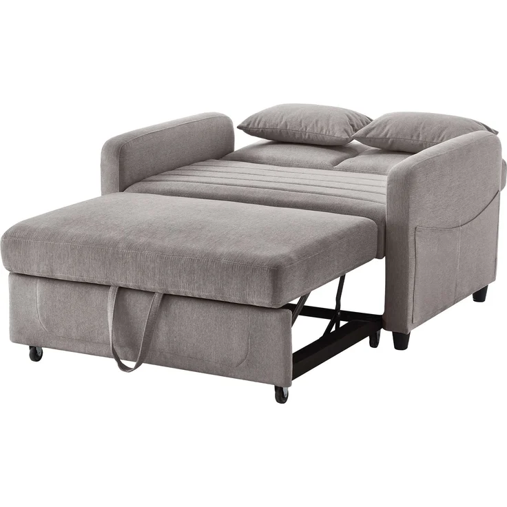 ZUBALIYA Sofa 166x95 cm, mit Ausziehbett, mit breiten Armlehnen, mit Schaumstoffpolsterung, ohne aufwendige Montage, Natur – Bild 20