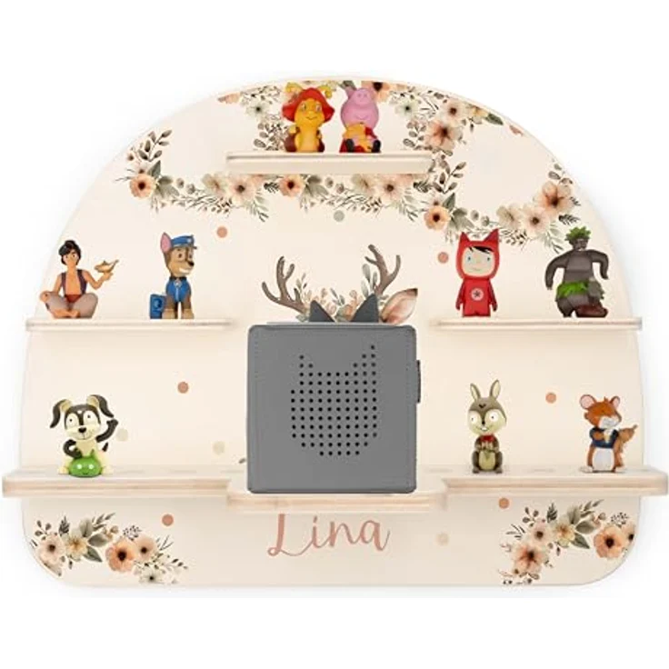 KIDSMOOD - Personalisiertes Tonie Regal für Kinderzimmer | Regenbogen Wand-Regal mit genügend Platz für Tonie-Hör-Figuren, Aussparung für Tonie-Musikbox & Kabelmanagement, Tonie Regal Mädchen & Jungen – Bild 7